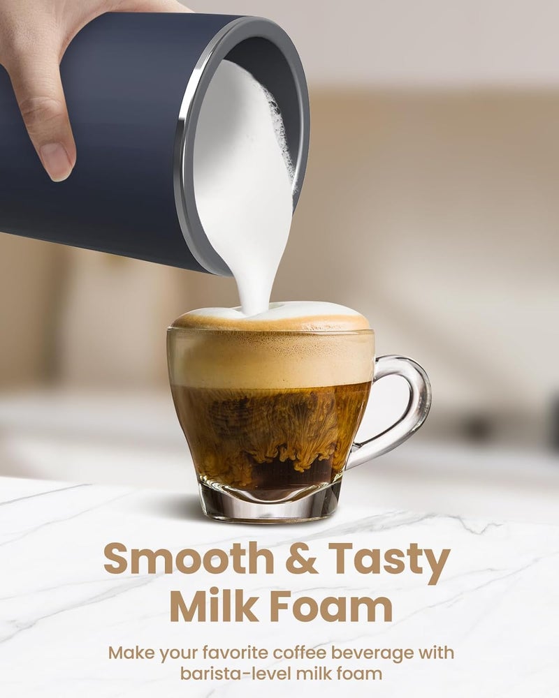 SIMPLETASTE Milk Frother, 4-in-1 Electric Milk Frother and Steamer, Automatic Warm and Cold Foam Maker and Milk Warmer for Latte, Cappuccinos, Dark Blue - Image 2